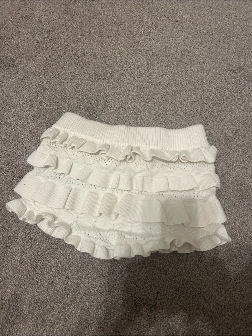 Edikted White Knit Skirt with Pink Logo Tag